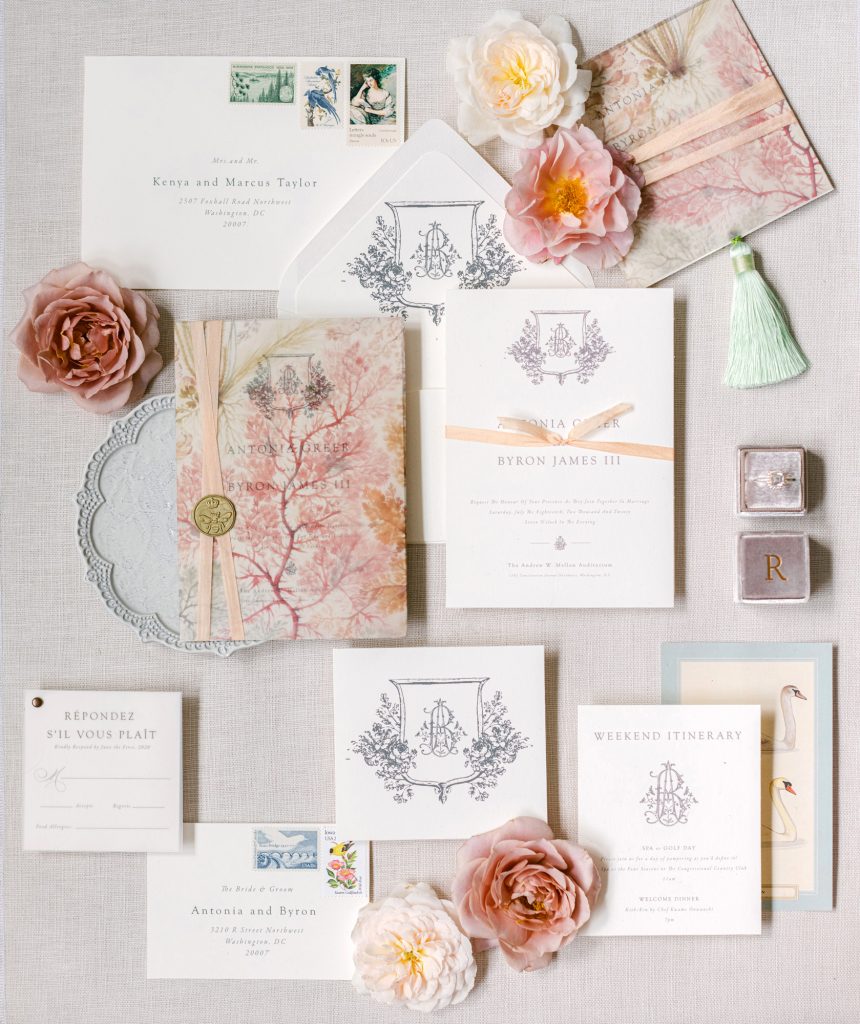 A DC wedding photographer captures creative wedding day details during a DC wedding, styled by Kaleb Norman James.