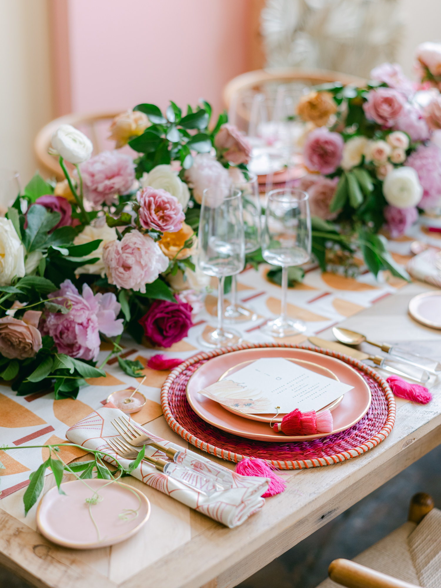 A DC wedding photographer captures bright wedding tablescapes during a Washington DC wedding styled by Grit and Grace.
