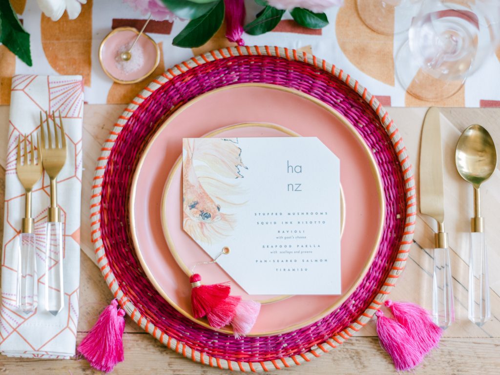 A DC wedding photographer captures bright wedding tablescapes during a Washington DC wedding styled by Grit and Grace.