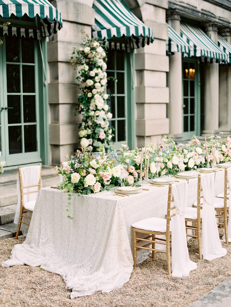 Creative wedding florals for an elegant wedding at The Anderson House in Washington DC, photographed by a DC film wedding photographer.
