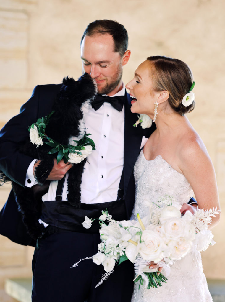 Elegant couple's wedding portraits during a spring wedding at Graylyn Estate in Winston-Salem.