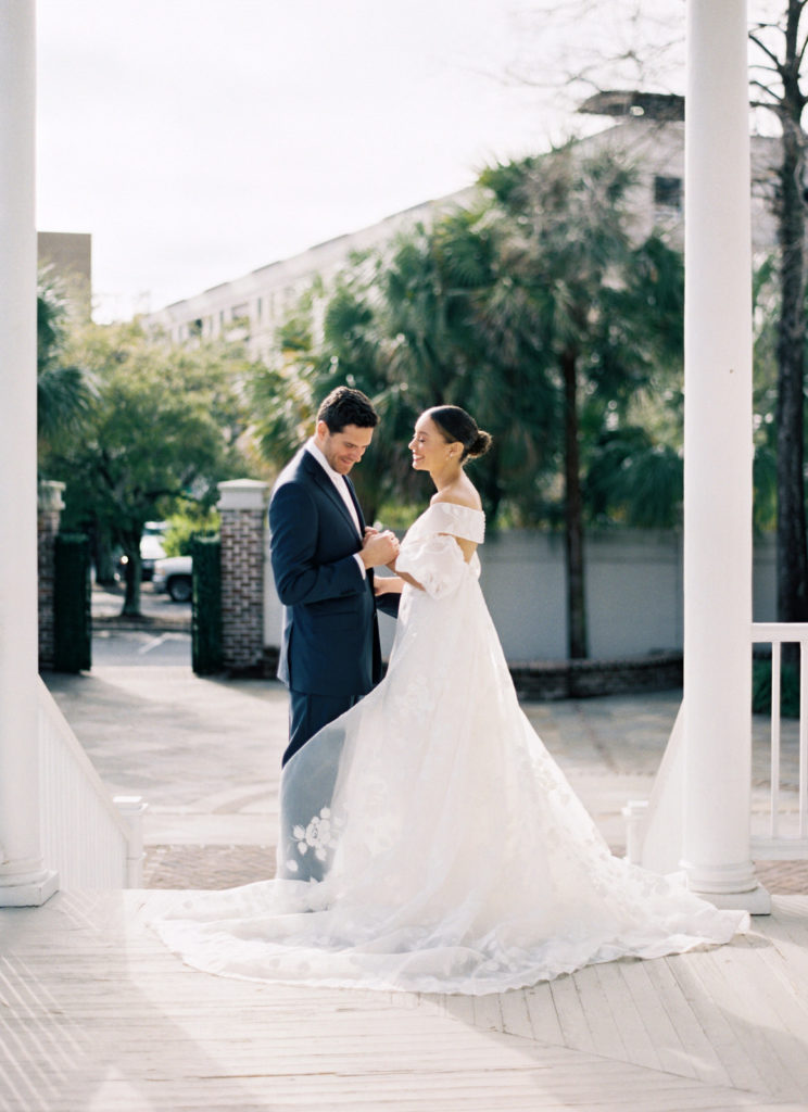 Creative and modern wedding photography at the Gadsden House in Charleston, South Carolina.