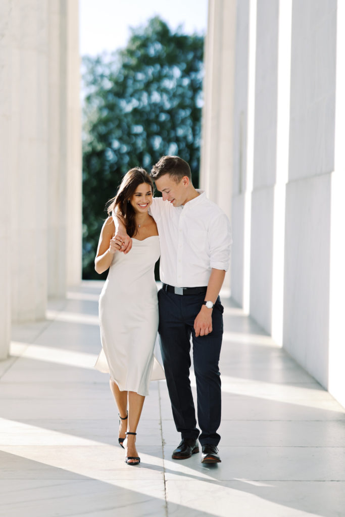 Stylish DC monument engagement photography session for a modern couple.