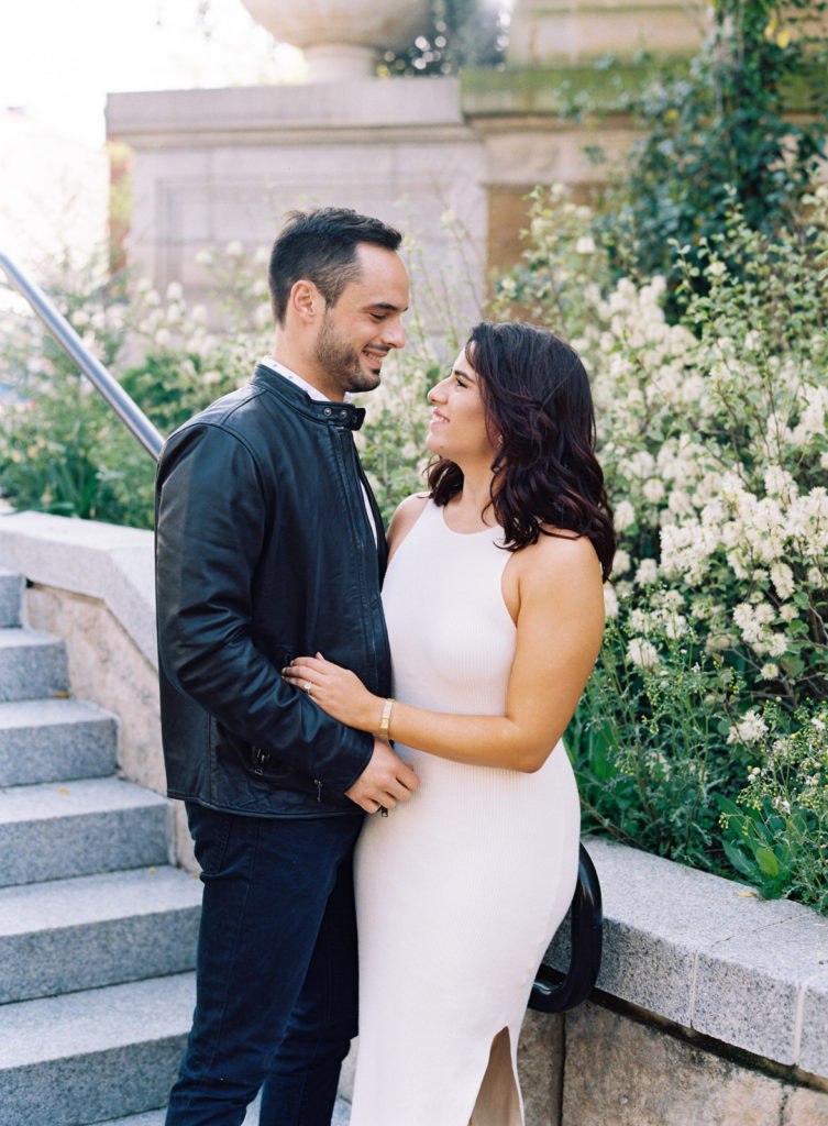 A DC wedding photographer photographs a chic and modern engagement session in Adams Morgan.