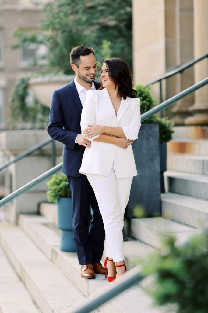 A DC wedding photographer photographs a chic and modern engagement session at The Line Hotel.