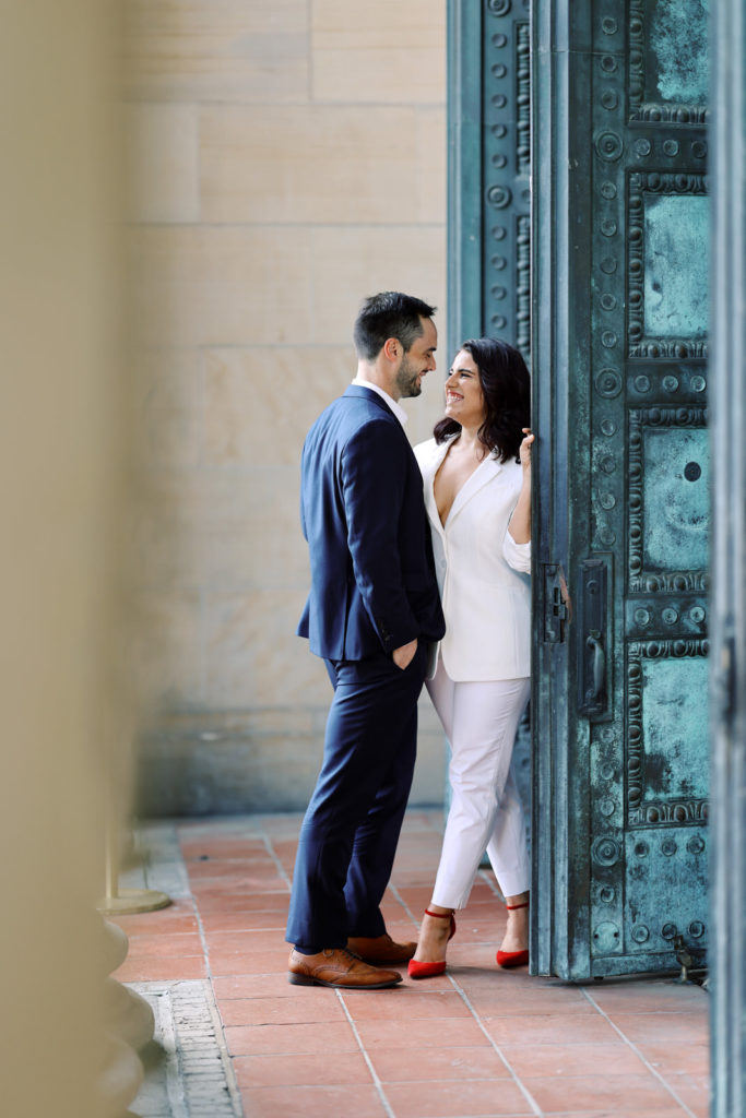 A DC wedding photographer photographs a chic and modern engagement session in Adams Morgan.