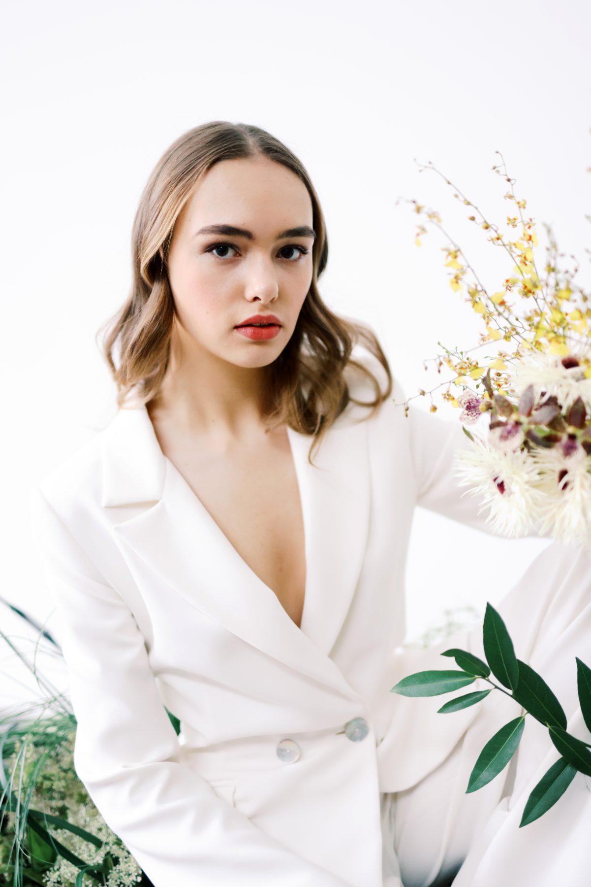 Bold creative bridal portrait from a DC studio editorial with flash