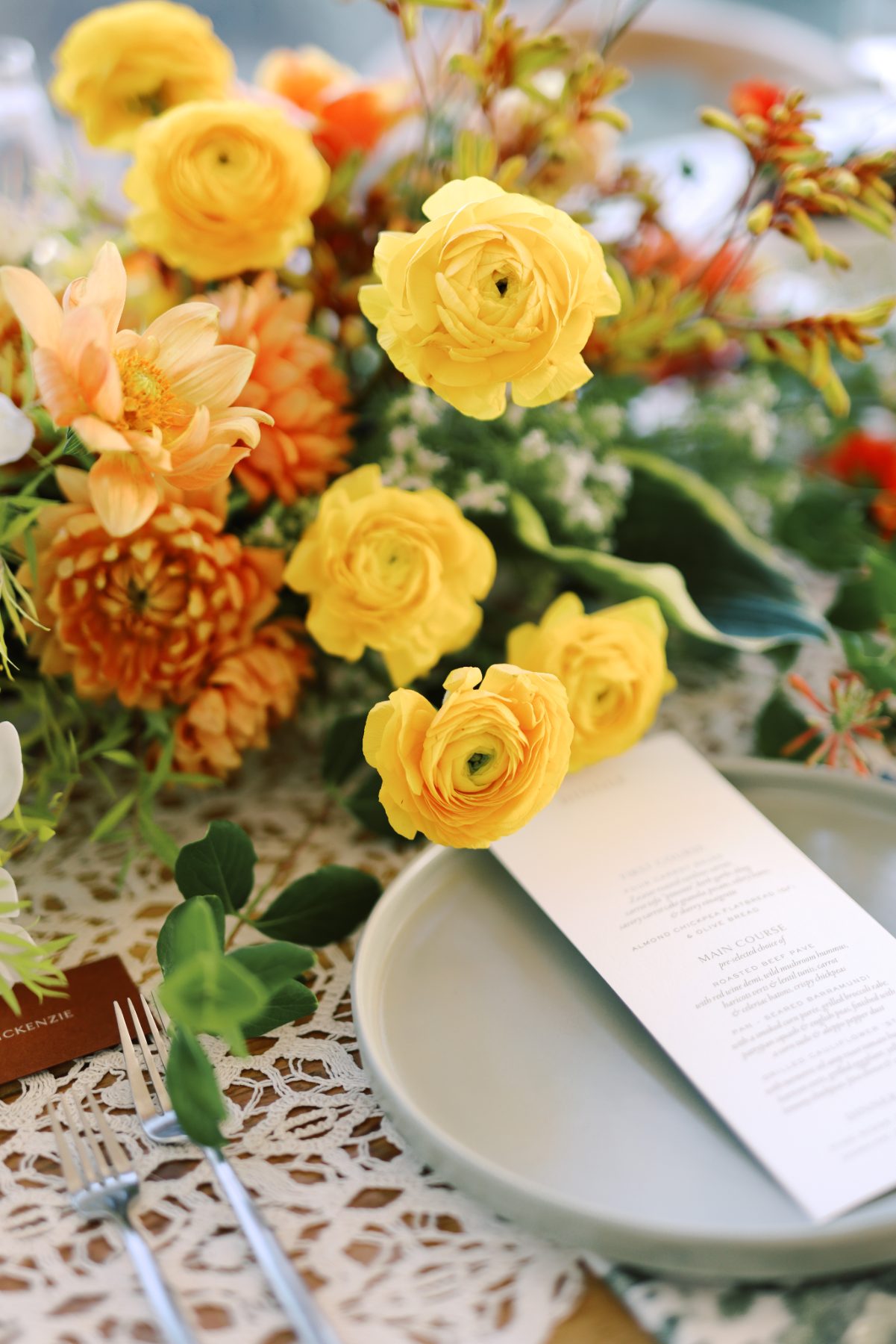 Reception details at Allison and Ben's Kennedy Center wedding